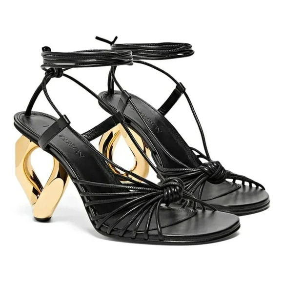 JW Anderson Women's Lamb Ankle Tie Chain High Heel Sandals Size 37 (MSRP $850) - Picture 1 of 12